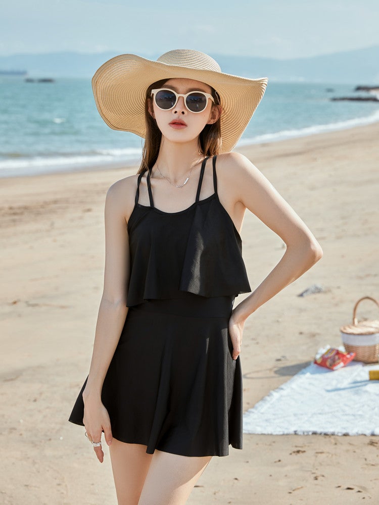 One-Piece Swimsuit Female Summer Conservative Internet Popular Style Student Ins Pure Desire Slimming Belly Covering Springs - Image 5